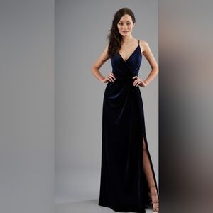 Jasmine B2 Formal Spaghetti Strap A Line Black Velvet Gown US size 20